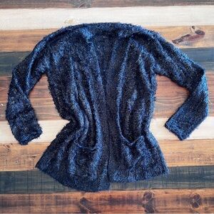 Express black fluffy gold glitter cardigan medium